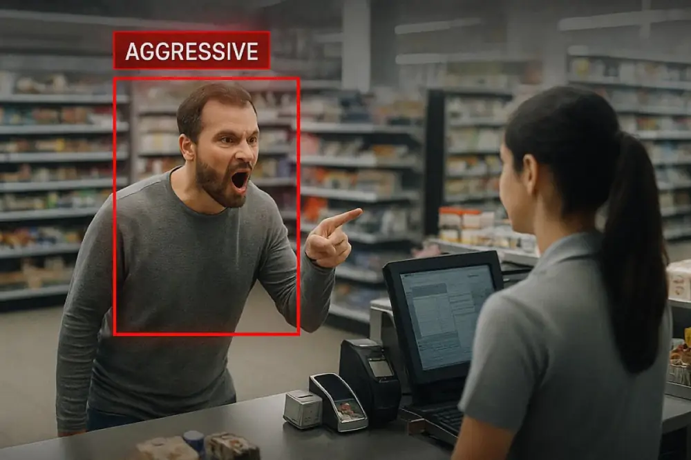 AI detecting aggressive behavior in a store