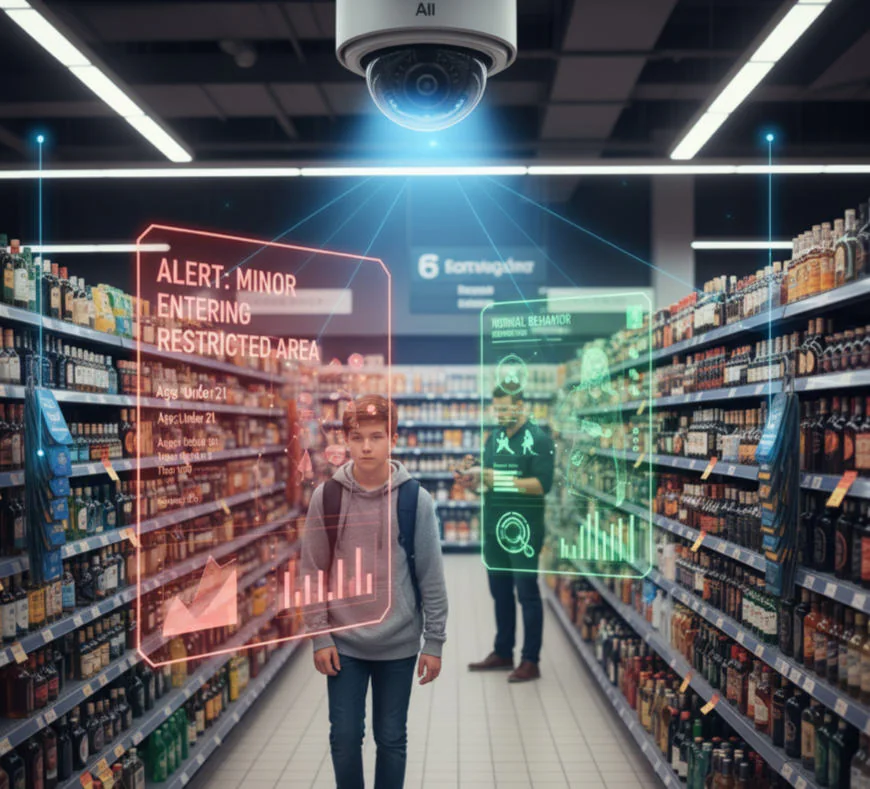 Liquor store shelves under AI monitoring